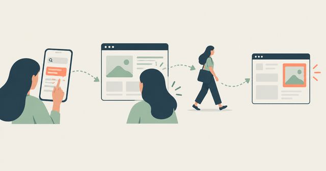 An illustration representing a customer's journey through the marketing funnel