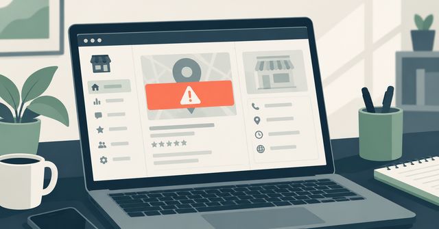 A Google Business Profile dashboard showing a suspended listing notice